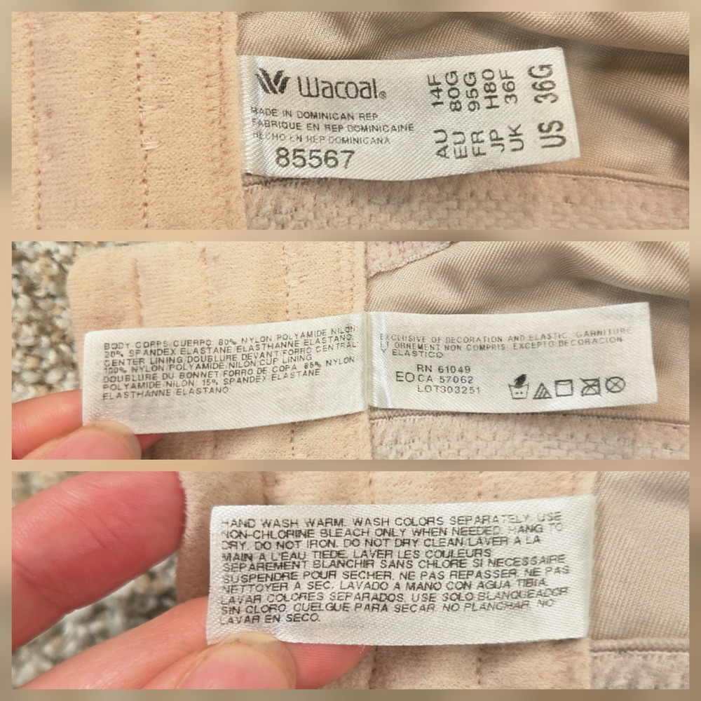 Wacoal Awareness Bra Full Figure 85567 Size 36G Naturally Nude Beige - Picture 4 of 7